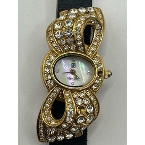 Victoria Wieck Womens Gold Tone B7712 Watch New Battery 8.25" Missing Stones Y